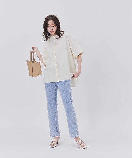 BACK NUMBER(バックナンバー)の「【BACK NUMBER】ドルマン半袖シャツ(シャツ/ブラウス・レディース・ブルー/オフホワイト/ダークグレー・L/M)」の5枚目の写真