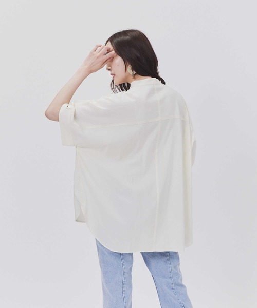 BACK NUMBER(バックナンバー)の「【BACK NUMBER】ドルマン半袖シャツ(シャツ/ブラウス・レディース・ブルー/オフホワイト/ダークグレー・L/M)」の7枚目の写真