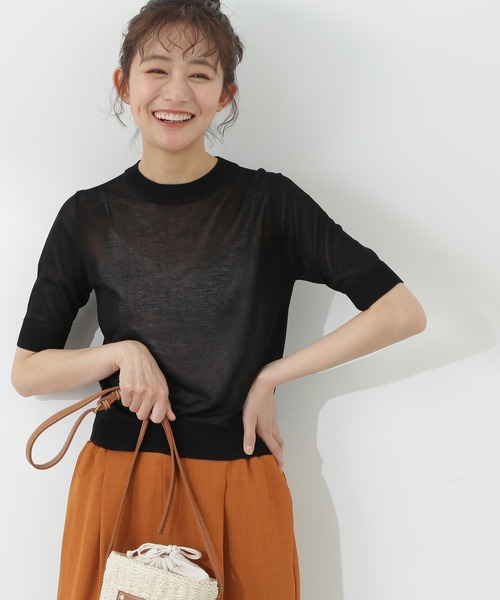 N.（N. Natural Beauty Basic）（エヌエヌナチュラルビューティーベーシック）の「◆シアーシャイン半袖ニット（ニット/セーター・レディース・ブラック/ベージュ/ブルー・MEDIUM）」の10枚目の写真
