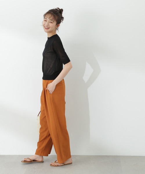 N.（N. Natural Beauty Basic）（エヌエヌナチュラルビューティーベーシック）の「◆シアーシャイン半袖ニット（ニット/セーター・レディース・ブラック/ベージュ/ブルー・MEDIUM）」の6枚目の写真