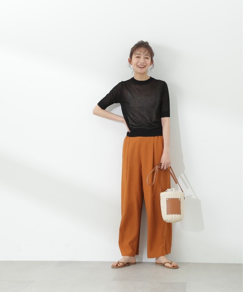 N.（N. Natural Beauty Basic）（エヌエヌナチュラルビューティーベーシック）の「◆シアーシャイン半袖ニット（ニット/セーター・レディース・ブラック/ベージュ/ブルー・MEDIUM）」の4枚目の写真