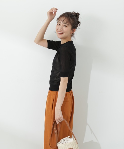 N.（N. Natural Beauty Basic）（エヌエヌナチュラルビューティーベーシック）の「◆シアーシャイン半袖ニット（ニット/セーター・レディース・ブラック/ベージュ/ブルー・MEDIUM）」の13枚目の写真