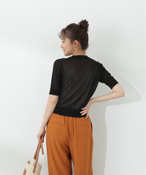 N.（N. Natural Beauty Basic）（エヌエヌナチュラルビューティーベーシック）の「◆シアーシャイン半袖ニット（ニット/セーター・レディース・ブラック/ベージュ/ブルー・MEDIUM）」の19枚目の写真