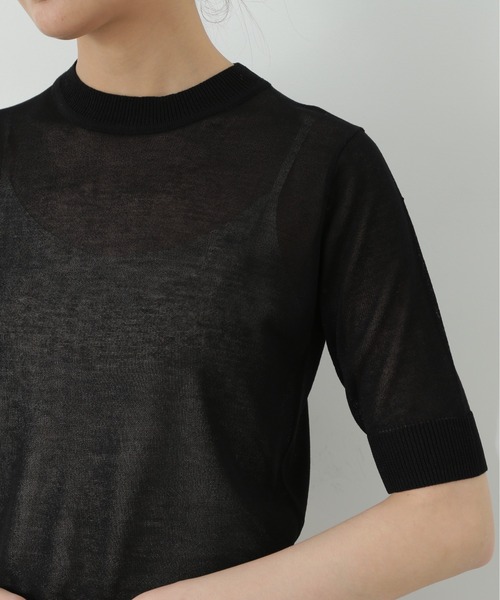 N.（N. Natural Beauty Basic）（エヌエヌナチュラルビューティーベーシック）の「◆シアーシャイン半袖ニット（ニット/セーター・レディース・ブラック/ベージュ/ブルー・MEDIUM）」の17枚目の写真