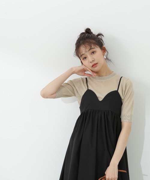 N.（N. Natural Beauty Basic）（エヌエヌナチュラルビューティーベーシック）の「◆シアーシャイン半袖ニット（ニット/セーター・レディース・ブラック/ベージュ/ブルー・MEDIUM）」の14枚目の写真