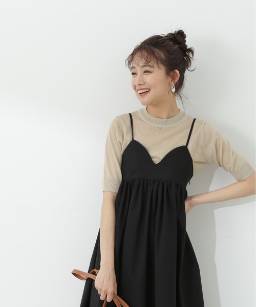 N.（N. Natural Beauty Basic）（エヌエヌナチュラルビューティーベーシック）の「◆シアーシャイン半袖ニット（ニット/セーター・レディース・ブラック/ベージュ/ブルー・MEDIUM）」の11枚目の写真