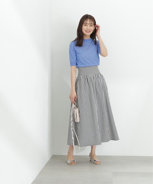 N.（N. Natural Beauty Basic）（エヌエヌナチュラルビューティーベーシック）の「◆シアーシャイン半袖ニット（ニット/セーター・レディース・ブラック/ベージュ/ブルー・MEDIUM）」の15枚目の写真