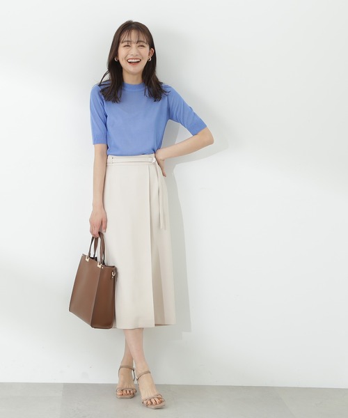 N.（N. Natural Beauty Basic）（エヌエヌナチュラルビューティーベーシック）の「◆シアーシャイン半袖ニット（ニット/セーター・レディース・ブラック/ベージュ/ブルー・MEDIUM）」の5枚目の写真