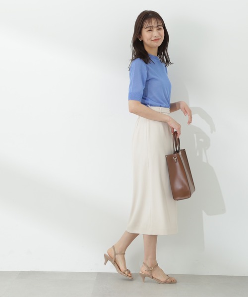 N.（N. Natural Beauty Basic）（エヌエヌナチュラルビューティーベーシック）の「◆シアーシャイン半袖ニット（ニット/セーター・レディース・ブラック/ベージュ/ブルー・MEDIUM）」の9枚目の写真