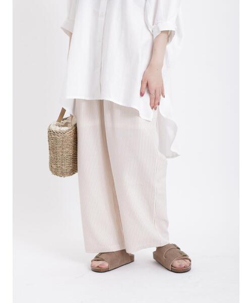 Samansa Mos2（サマンサ モスモス）の「◎サッカーストライプイージーパンツ（その他パンツ・レディース・グリーン/ベージュ/ブルー・F）」の4枚目の写真