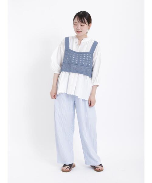 Samansa Mos2（サマンサ モスモス）の「◎サッカーストライプイージーパンツ（その他パンツ・レディース・グリーン/ベージュ/ブルー・F）」の5枚目の写真