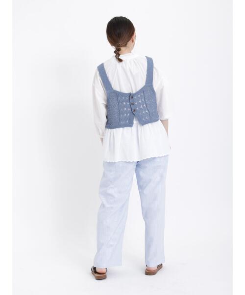 Samansa Mos2（サマンサ モスモス）の「◎サッカーストライプイージーパンツ（その他パンツ・レディース・グリーン/ベージュ/ブルー・F）」の6枚目の写真