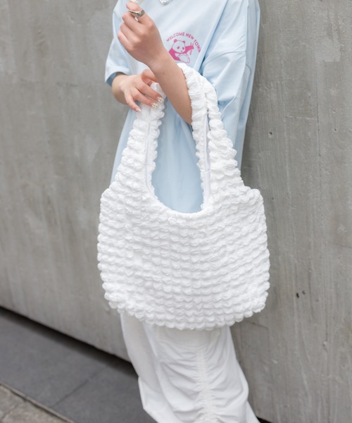 SpRay（スプレイ）の「ぽこぽこトートＢＡＧ（トートバッグ・レディース・アイボリー/ブラック/ホワイト/イエロー・FREE）」の2枚目の写真