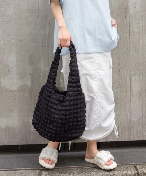 SpRay（スプレイ）の「ぽこぽこトートＢＡＧ（トートバッグ・レディース・アイボリー/ブラック/ホワイト/イエロー・FREE）」の3枚目の写真