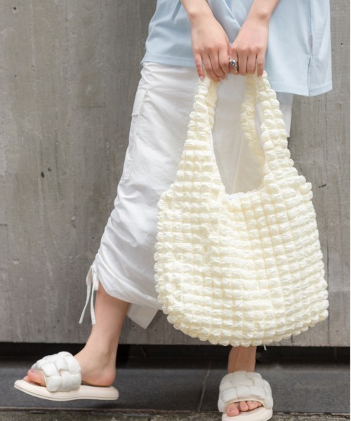 SpRay（スプレイ）の「ぽこぽこトートＢＡＧ（トートバッグ・レディース・アイボリー/ブラック/ホワイト/イエロー・FREE）」の9枚目の写真