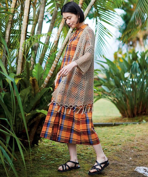 【セール】サニークラウズ ｆｅａｔ． Ｓｈｕｔｔｌｅ Ｎｏｔｅｓ 海に沈む夕日色のワンピース〈レディース〉（ワンピース）｜Sunny clouds（サニークラウズ）