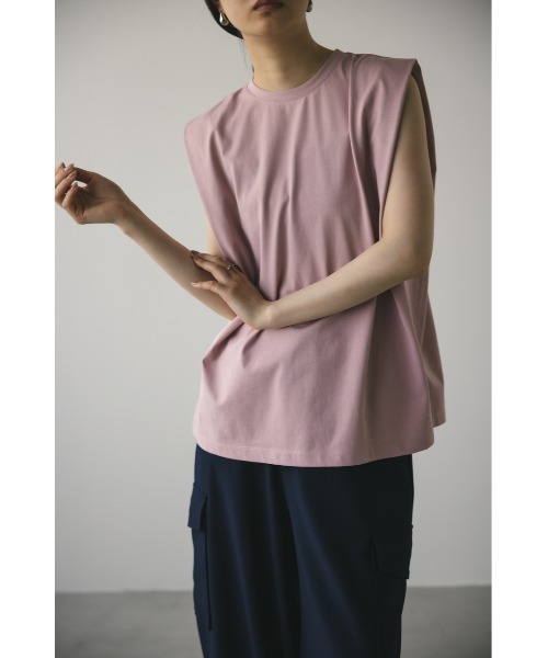 STYLEMIXER（スタイルミキサー）の「ショルダータックタンク（タンクトップ・レディース・ピンク/ホワイト/ブラック/ベージュ・FREE）」の9枚目の写真