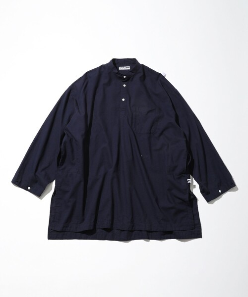 CAHLUMN(カウラム)の「CAHLUMN/カウラム Cotton Linen Pullover Shirt/コットンリネン プルオーバーシャツ(シャツ/ブラウス・メンズ・ホワイト/ネイビー・X-LARGE/XX-LARGE/LARGE/MEDIUM)」の2枚目の写真