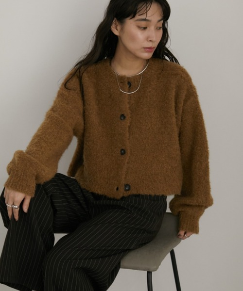前後2WAY】ミックスブークレニットカーディガン（ニット/セーター