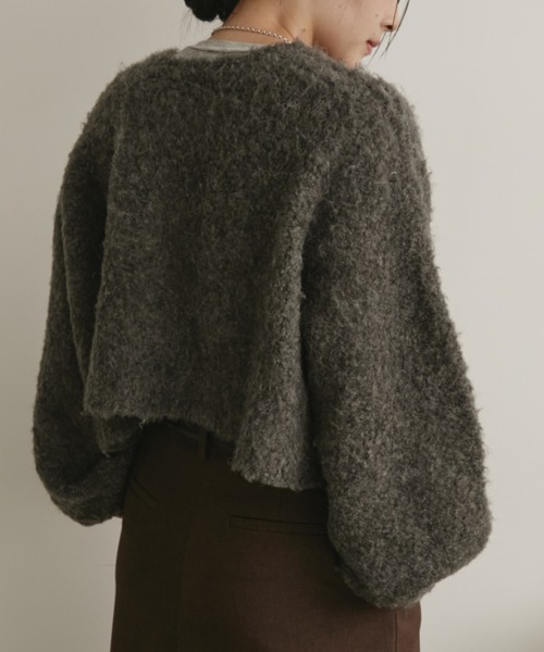 前後2WAY】ミックスブークレニットカーディガン（ニット/セーター