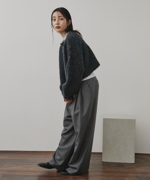 前後2WAY】ミックスブークレニットカーディガン（ニット/セーター