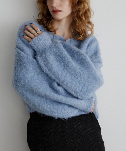 Aunt Marie's(アントマリーズ)の「【前後2WAY】ミックスブークレニットカーディガン(ニット/セーター・レディース・チャコールグレー/ライトグレー/ピンク/ブルー/ライトピンク/ホワイト/イエロー/キャメル/ブラウン/ブラック・FREE)」の19枚目の写真