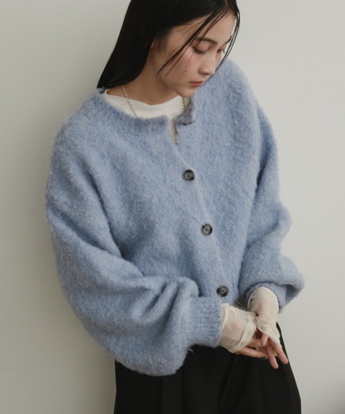 Aunt Marie's(アントマリーズ)の「【前後2WAY】ミックスブークレニットカーディガン(ニット/セーター・レディース・チャコールグレー/ライトグレー/ピンク/ブルー/ライトピンク/ホワイト/イエロー/キャメル/ブラウン/ブラック・FREE)」の12枚目の写真