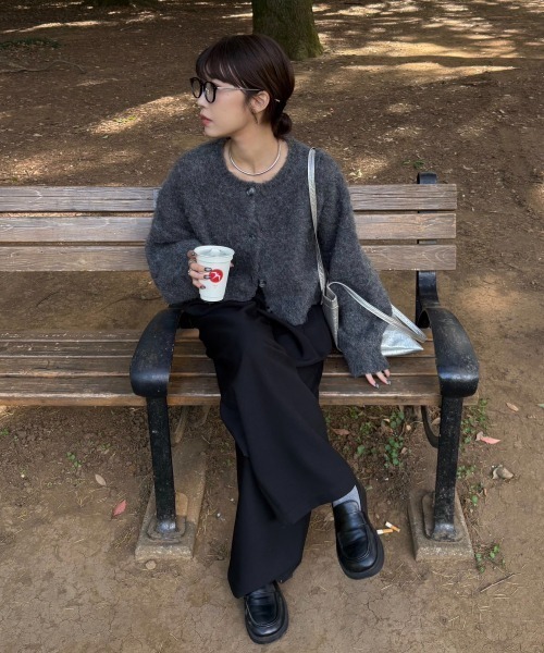 Aunt Marie's(アントマリーズ)の「【前後2WAY】ミックスブークレニットカーディガン(ニット/セーター・レディース・チャコールグレー/ライトグレー/ピンク/ブルー/ライトピンク/ホワイト/イエロー/キャメル/ブラウン/ブラック・FREE)」の11枚目の写真