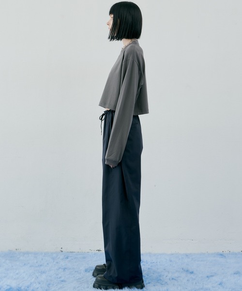 AIVER(アイバー)の「AIVER 16/-ウォッシュ天竺クロップドロンTEE(Tシャツ/カットソー・レディース・チャコールグレー/ホワイト/ライトグレー/ブラック・LARGE/MEDIUM/SMALL)」の8枚目の写真