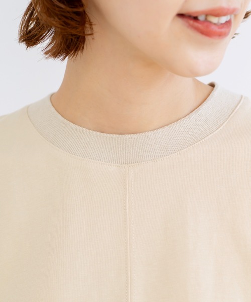 studio CLIP（スタディオクリップ）の「【接触冷感/紫外線防止】ニットリブ付きコクーンスリーブプルオーバー（Tシャツ/カットソー・レディース・オフホワイト/ブラウン/ベージュ/ピンク・FREE）」の9枚目の写真