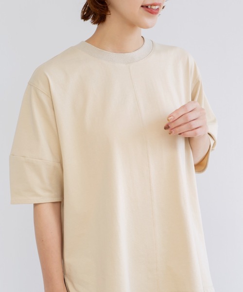 studio CLIP（スタディオクリップ）の「【接触冷感/紫外線防止】ニットリブ付きコクーンスリーブプルオーバー（Tシャツ/カットソー・レディース・オフホワイト/ブラウン/ベージュ/ピンク・FREE）」の6枚目の写真