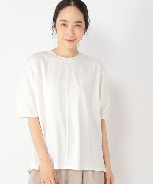 studio CLIP（スタディオクリップ）の「【接触冷感/紫外線防止】ニットリブ付きコクーンスリーブプルオーバー（Tシャツ/カットソー・レディース・オフホワイト/ブラウン/ベージュ/ピンク・FREE）」の12枚目の写真