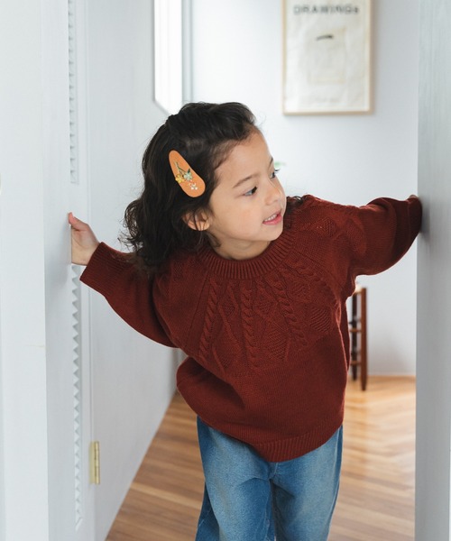 pairmanon（ペアマノン）の「【かぞくおそろい】ニット 求心柄 ケーブル編み プルオーバー（ニット/セーター・キッズ・チャコールグレー/ベージュ/ブラウン/レッド/ブルー/アイボリー・XS/M/S/L）」の6枚目の写真