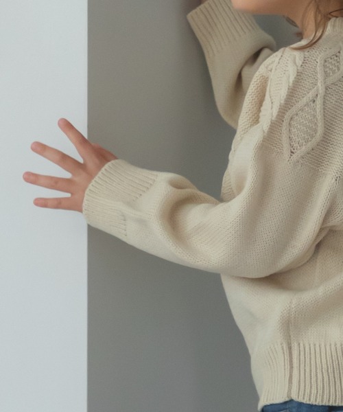 pairmanon（ペアマノン）の「【かぞくおそろい】ニット 求心柄 ケーブル編み プルオーバー（ニット/セーター・キッズ・チャコールグレー/ベージュ/ブラウン/レッド/ブルー/アイボリー・XS/M/S/L）」の7枚目の写真