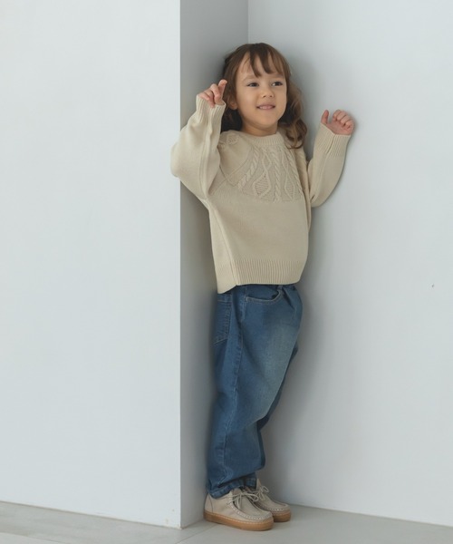 pairmanon（ペアマノン）の「【かぞくおそろい】ニット 求心柄 ケーブル編み プルオーバー（ニット/セーター・キッズ・チャコールグレー/ベージュ/ブラウン/レッド/ブルー/アイボリー・XS/M/S/L）」の8枚目の写真