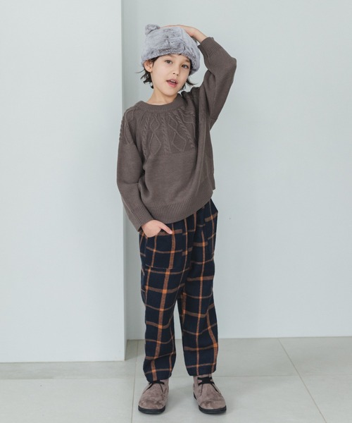 pairmanon（ペアマノン）の「【かぞくおそろい】ニット 求心柄 ケーブル編み プルオーバー（ニット/セーター・キッズ・チャコールグレー/ベージュ/ブラウン/レッド/ブルー/アイボリー・XS/M/S/L）」の10枚目の写真