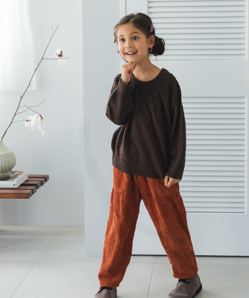 pairmanon（ペアマノン）の「【かぞくおそろい】ニット 求心柄 ケーブル編み プルオーバー（ニット/セーター・キッズ・チャコールグレー/ベージュ/ブラウン/レッド/ブルー/アイボリー・XS/M/S/L）」の12枚目の写真