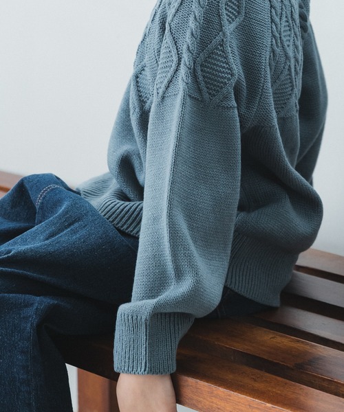 pairmanon（ペアマノン）の「【かぞくおそろい】ニット 求心柄 ケーブル編み プルオーバー（ニット/セーター・キッズ・チャコールグレー/ベージュ/ブラウン/レッド/ブルー/アイボリー・XS/M/S/L）」の15枚目の写真