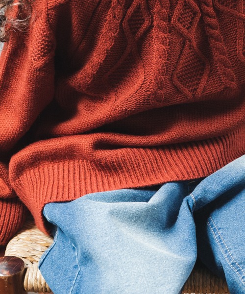 pairmanon（ペアマノン）の「【かぞくおそろい】ニット 求心柄 ケーブル編み プルオーバー（ニット/セーター・キッズ・チャコールグレー/ベージュ/ブラウン/レッド/ブルー/アイボリー・XS/M/S/L）」の17枚目の写真