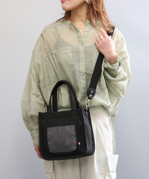 【グッシオベーシック】パイピングミニトートバッグ　２WAYバッグ　ショルダー付