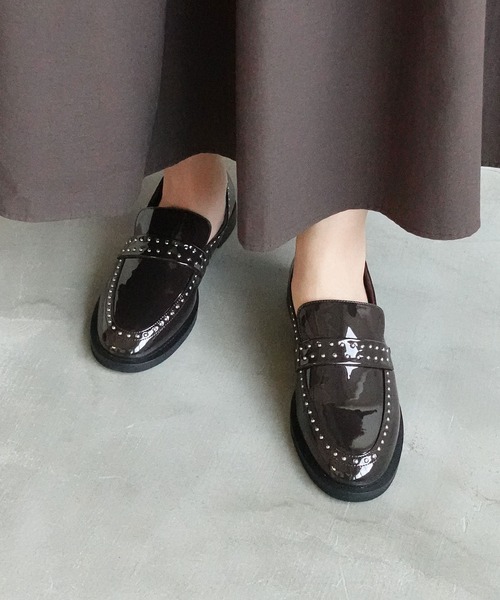 セール】【レイン対応】スタッズモチーフローファー（ローファー