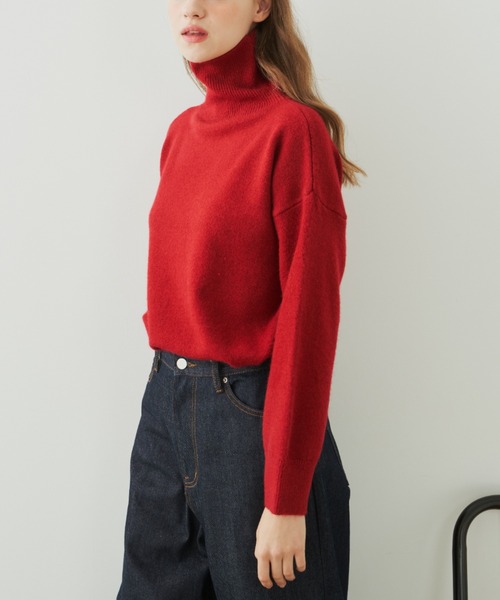 EDIT Gris（エディットグリ）の「オーバーサイズタートルネックニット（ニット/セーター・レディース・グリーン/レッド/オレンジ/ブラック・FREE）」の22枚目の写真