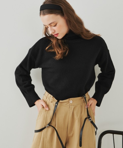 EDIT Gris（エディットグリ）の「オーバーサイズタートルネックニット（ニット/セーター・レディース・グリーン/レッド/オレンジ/ブラック・FREE）」の16枚目の写真