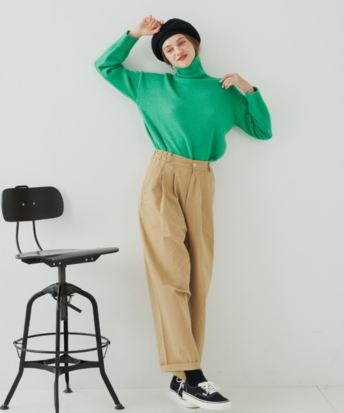 EDIT Gris（エディットグリ）の「オーバーサイズタートルネックニット（ニット/セーター・レディース・グリーン/レッド/オレンジ/ブラック・FREE）」の13枚目の写真