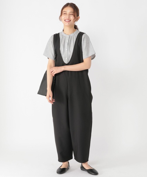 studio CLIP（スタディオクリップ）の「【接触冷感/吸水速乾/イージーケア】Ｕネックサロペ[プチ・トールサイズあり]（サロペット/オーバーオール・レディース・カーキ/モカ/ブラック・FREE/TF/PF）」の5枚目の写真