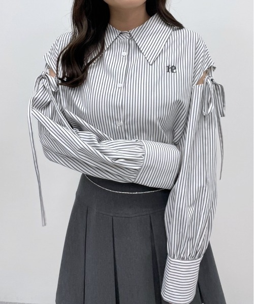 Heather（ヘザー）の「肩開きリボンシャツ　979138（シャツ/ブラウス・レディース・グレー系その他/ブラック系その他/ブラウン系その他・FREE）」の17枚目の写真