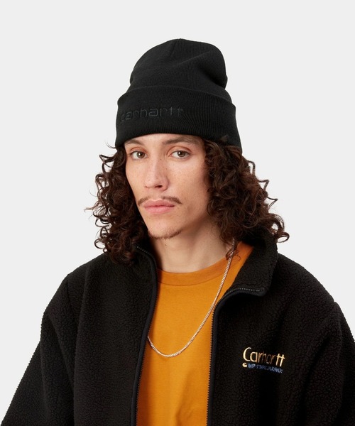 Carhartt（カーハート）の「【Carhartt WIP】SCRIPT BEANIE（ニットキャップ/ビーニー・メンズ・ブラック×ホワイト/ホワイト/ブラック/ネイビー・ONE SIZE）」の10枚目の写真