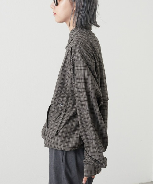 CIAOPANIC TYPY(チャオパニックティピー)の「【ユニセックス】ビエラチェックアウトポケットドロストシャツ(シャツ/ブラウス・メンズ・チャコールグレー/オフホワイト/ブルー・MEDIUM/LARGE)」の11枚目の写真