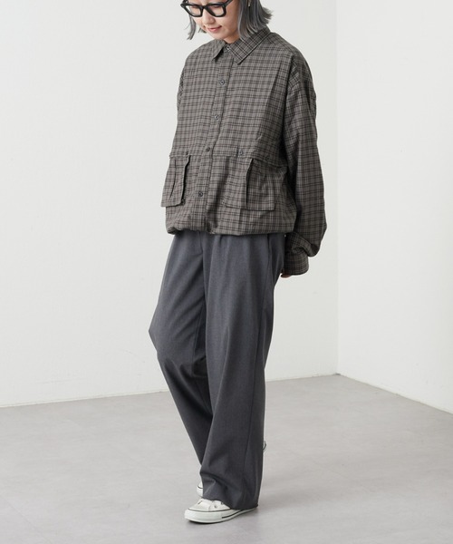 CIAOPANIC TYPY(チャオパニックティピー)の「【ユニセックス】ビエラチェックアウトポケットドロストシャツ(シャツ/ブラウス・メンズ・チャコールグレー/オフホワイト/ブルー・MEDIUM/LARGE)」の15枚目の写真