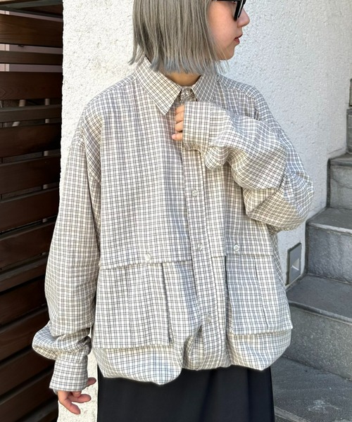 CIAOPANIC TYPY(チャオパニックティピー)の「【ユニセックス】ビエラチェックアウトポケットドロストシャツ(シャツ/ブラウス・メンズ・チャコールグレー/オフホワイト/ブルー・MEDIUM/LARGE)」の4枚目の写真